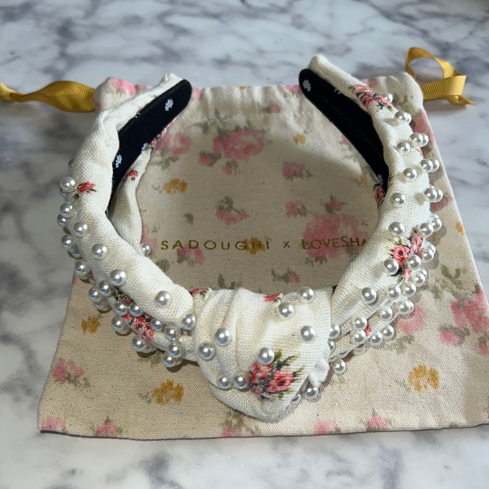 Lele Sadoughi x Loveshackfancy French Cream Pearl Headband